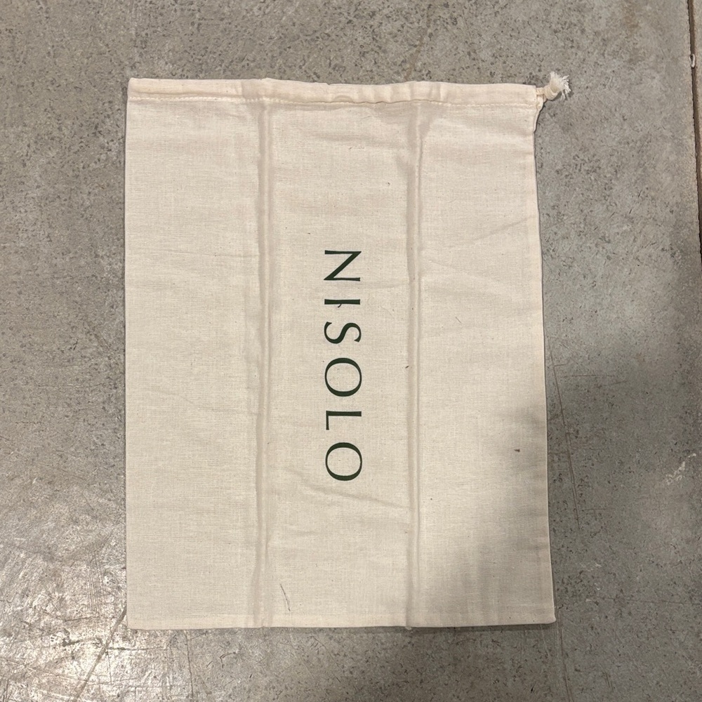 Nisolo Cream Canvas Dust Bag with Green Logo
